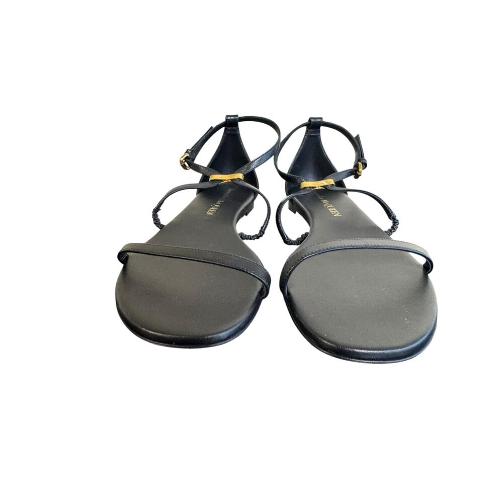 Alexander McQueen NIB Engraved Logo Sandals in Black Size 39.5 - Picture 6 of 13